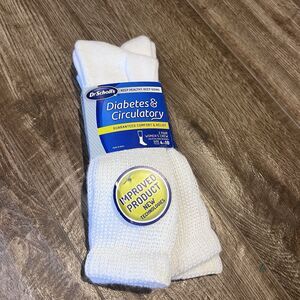 Dr Scholls Women Diabetes & Circulatory Crew Socks Size 4-10 White 2 Pairs NEW